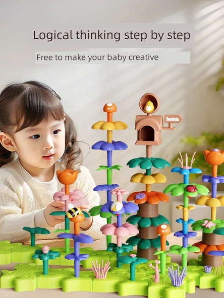 Sarı Ördek Saklama Kutulu DIY Çiçek Bahçesi Yapı Taşları Seti - 93 Parça - 3