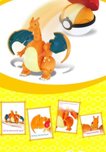 Pokemon Dönüşen Top Oyuncak Seti - Kombinasyon [Pikachu + Harika Kurbağa Çiçek + 2 Elf Topu] - 10
