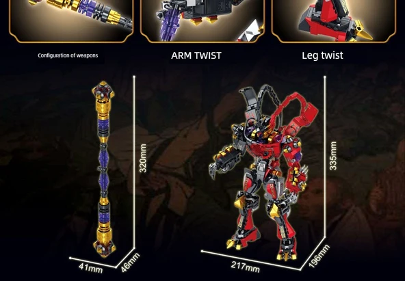 Mecha Yapı Blokları - Büyük Hediye Kutusu Efsanevi Siyah Wukong - 593 Parça - 11