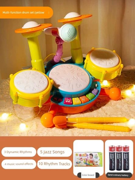 Çocuklar için Müzik Oyuncakları - Puzzle Davul Seti - Bataryalı