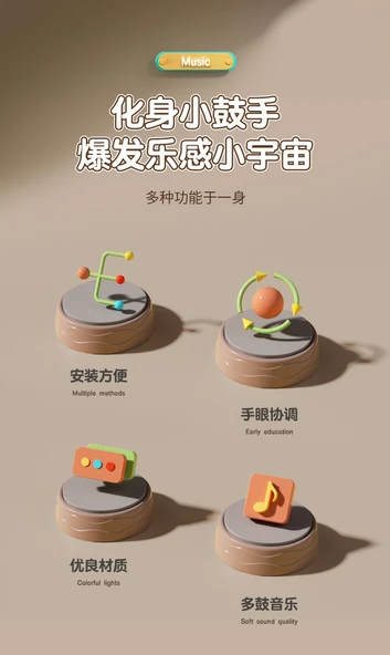 Çocuklar için Müzik Oyuncakları - Puzzle Davul Seti - Şarjlı - Resim 8