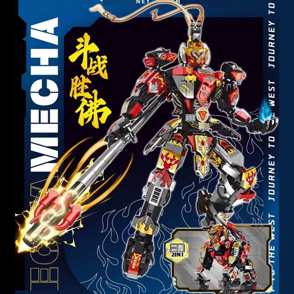 Mecha Yapı Blokları - Büyük Hediye Kutusu Efsanevi Siyah Wukong - 593 Parça - 5