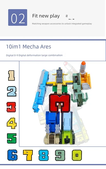 Dönüşen Robot Oyuncak Araba - 10 Rakam + 5 Sembol Çanta Hediye Kutulu - 9