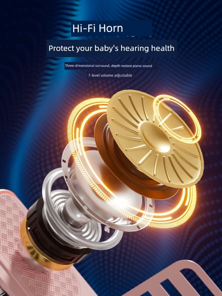 Çocuk Elektronik Klavye Piyano - Büyük Boy Yüksek Ayaklı Çilek Kırmızısı Pilli - Resim 5