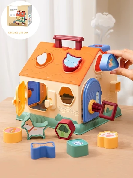 Montessori Çok Fonksiyonlu Eğitici Ev Oyuncak - Meng Chong Bina Evi