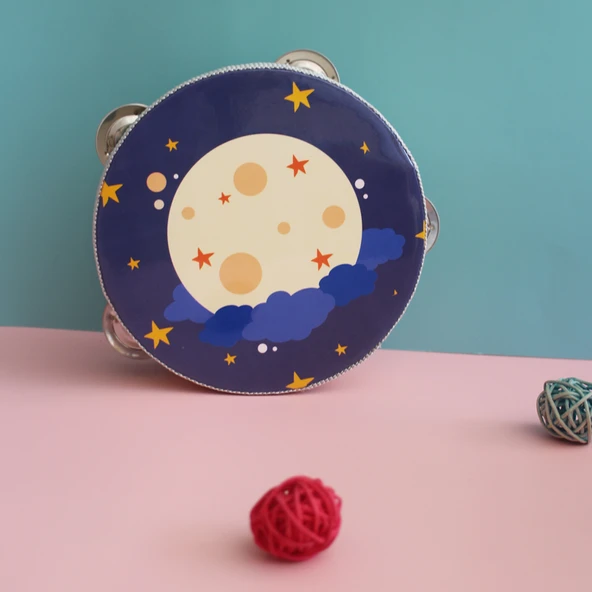 Orff Perküsyon Defi - 15cm - Yıldızlı Gökyüzü Desenli