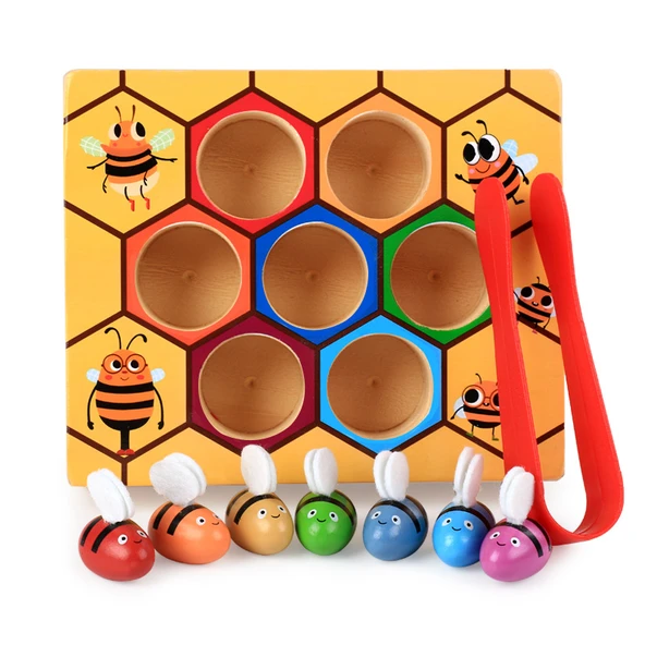 Montessori Arı Boncuk Klips Oyuncak - Haki Yeşil (Çalışkan Küçük Arılar)