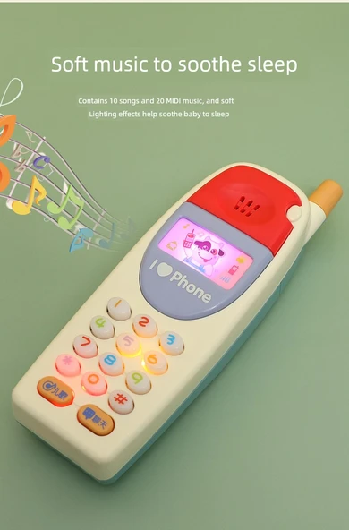 Çocuk Eğitici Oyuncak Telefon - Retro Açık Sarı - Şarjlı - Resim 11