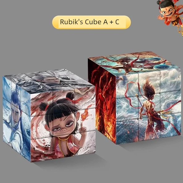 Nezha Sihirli Çocuk Üçüncü Seviye Rubik Küpü - Yeni Gelen Rubik Küp A + C