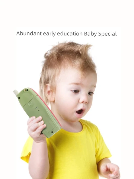 Çocuk Eğitici Oyuncak Telefon - Retro Açık Sarı - Şarjlı - Resim 3