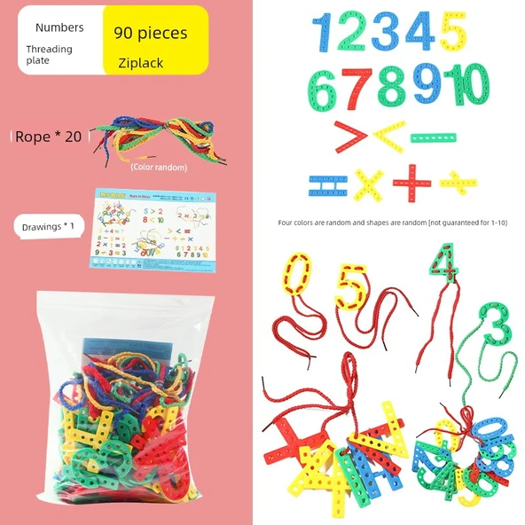 Dijital Eğitici Puzzle 90 Parça Rastgele Şekil + 20 İp Torba