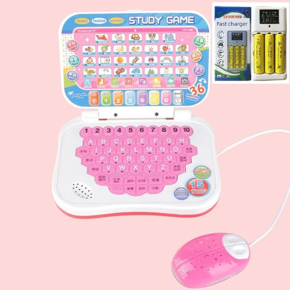 Çocuk Oyuncak Bilgisayar - Simülasyon Tablet - Pembe (Şarjlı)