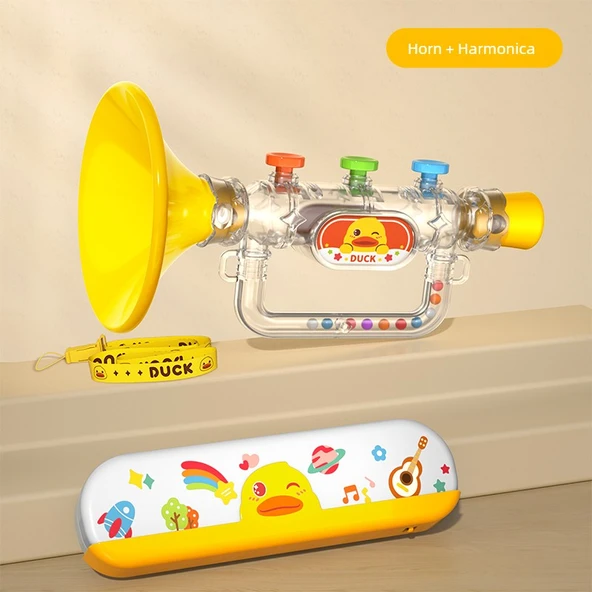 Çocuk Müzik Aleti Oyuncak Seti - Macey Ördek Korna, Armonika