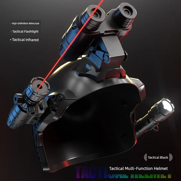 Çocuk Askeri Taktik Kask Seti - Siyah Yüksek Model - 5