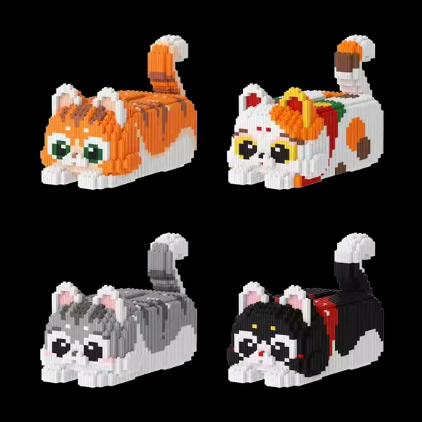 DIY Kedi Peçete Kutusu Yapım Blokları Oyuncak - Hello Kitty Peçete Kutusu + Blok Çekiç - Resim 6