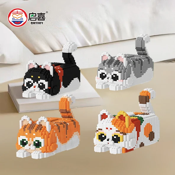 DIY Kedi Peçete Kutusu Yapım Blokları Oyuncak - Hello Kitty Peçete Kutusu + Blok Çekiç - Resim 9