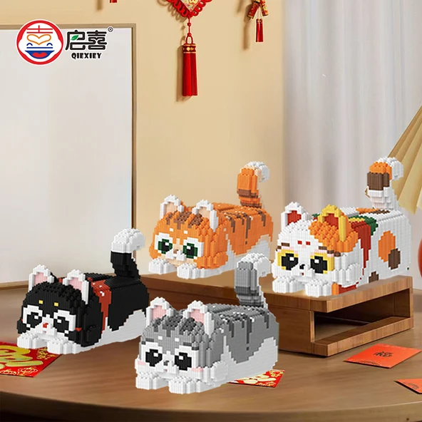 DIY Kedi Peçete Kutusu Yapım Blokları Oyuncak - Hello Kitty Peçete Kutusu + Blok Çekiç - Resim 7