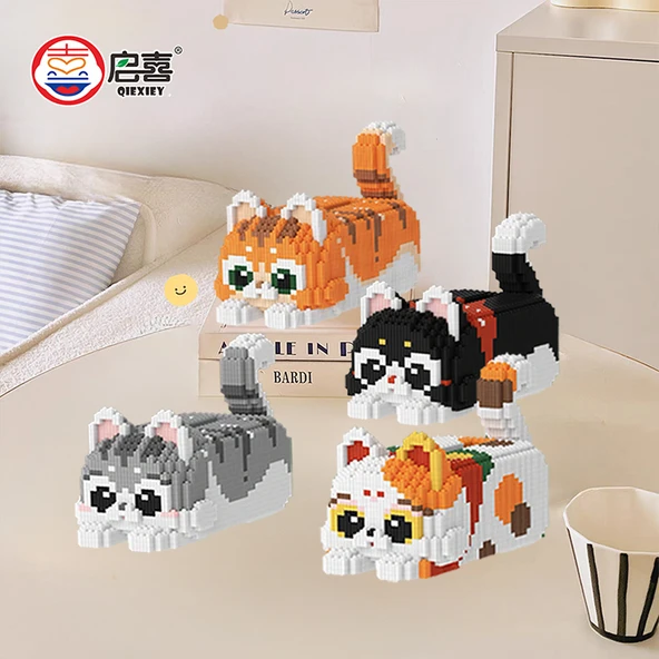 DIY Kedi Peçete Kutusu Yapım Blokları Oyuncak - Hello Kitty Peçete Kutusu + Blok Çekiç - Resim 8