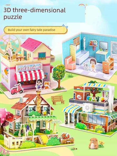 3D DIY Karton Ev Puzzle - Ay Kale - 2