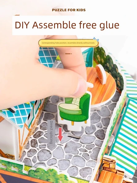 3D DIY Karton Ev Puzzle - Ay Kale - 6