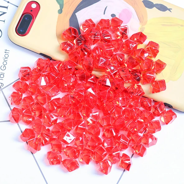 DIY El Sanatları için Renkli Taş Boncuk - Kırmızı Küçük Boy 14mm * 11MM (400 Adet)