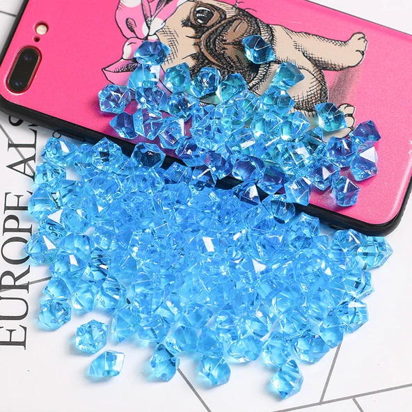 DIY El Sanatları için Renkli Taş Boncuk - Gök Mavisi Küçük Boy 14mm * 11MM (400 Adet)