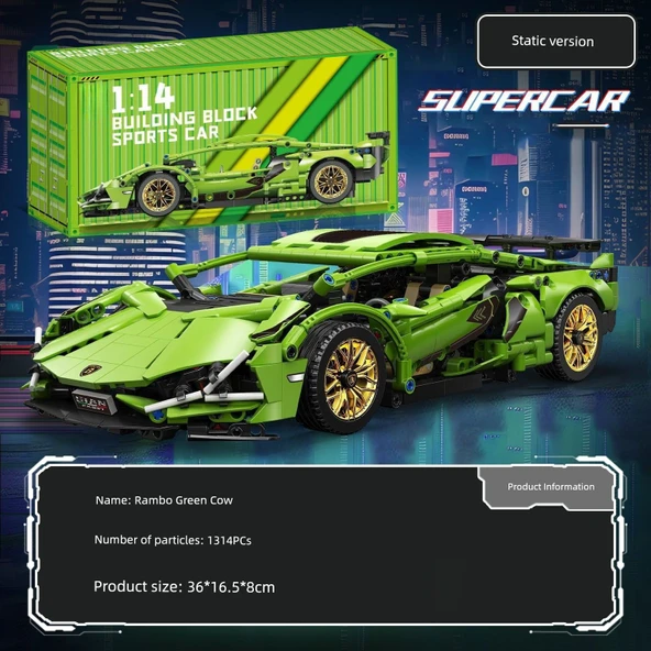 Lamborghini Model Yapı Seti - 1:14 Yeşil Rambo - 1280+ Parça