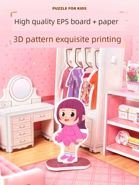 3D DIY Karton Ev Puzzle - Gökkuşağı Kale - 5