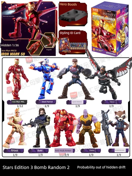 Marvel Avengers Iron Man Model Yapı Taşları - Rastgele 2 Adet Tekrarsız (Gizli Karakter Olasılıklı)
