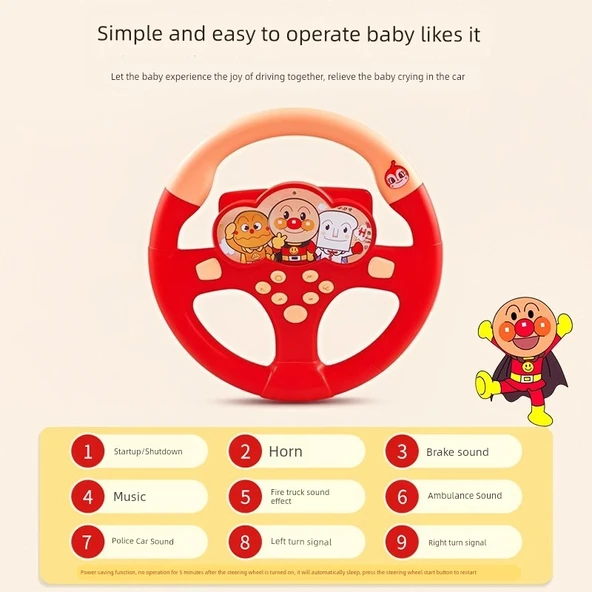 Çocuk Eğitici Direksiyon Oyuncak - Şarjlı Ekmek Adam + Goblen - Resim 6