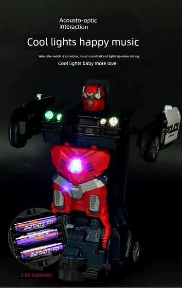 Çocuk Elektrikli Dönüşen Araba Robot Oyuncak - 2083 Otomatik Dönüşen Eşek Arısı [Pilli Versiyon] - 10