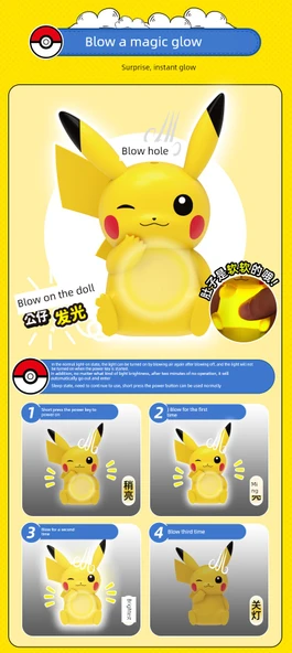 Pokemon Kira Qi + Kodda Duck Üfleme Sensörlü 3. Kademe Parlaklık Figür - 10