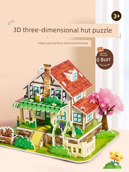 3D DIY Karton Ev Puzzle - Ay Kale - 3