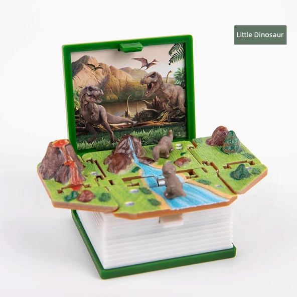 3D Katlanabilir Kitap Anahtarlık - Küçük Dinozor Figürlü Oyuncak