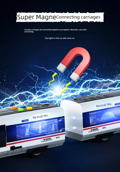 Manyetik Çift Vagonlu Elektrikli Hızlı Tren - Pilli, Sesli, Işıklı, Hikayeli ve Hediye Kutulu - 10