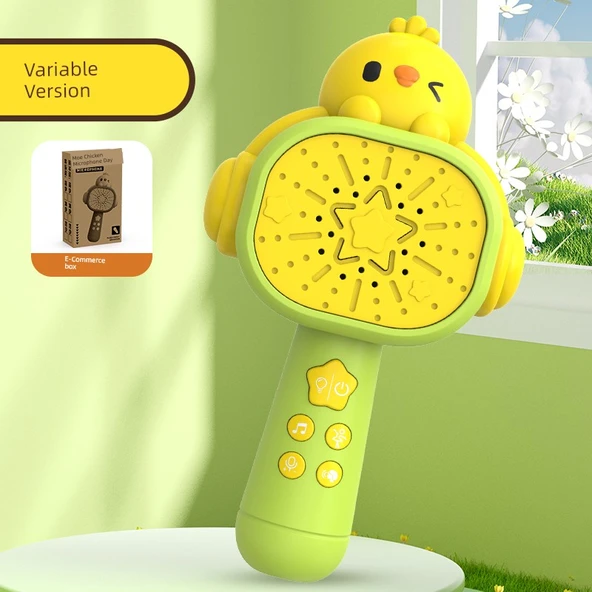 Çocuk Karaoke Mikrofon Oyuncak - Yeşil Temel Versiyon (Değişken Ses)