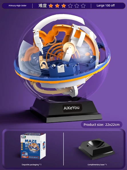3D Labirent Topu Oyunu - 5-6 Yaş Gözlem Eğitimi 100 Seviye Büyük Boyut - 3 Yıldız Zorluk