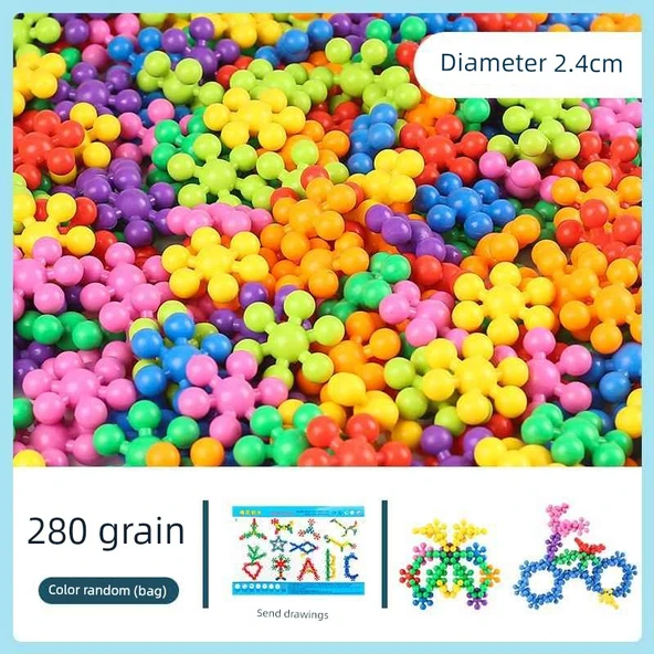 Erik Çiçeği Yapı Blokları - 280 Parça (Poşetli) Çizimli