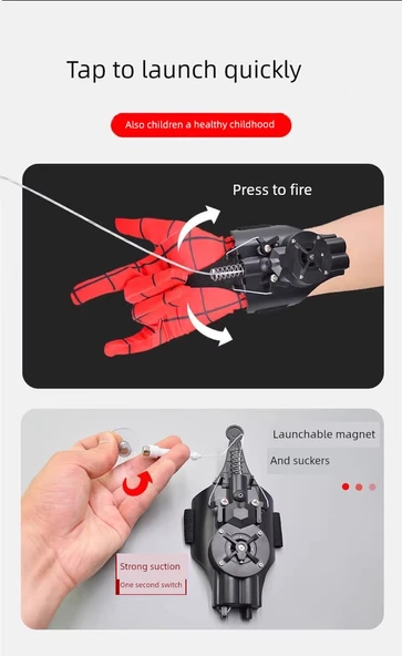 Örümcek Adam Fırlatıcı Oyuncak - Siyah ve Mavi - Resim 9