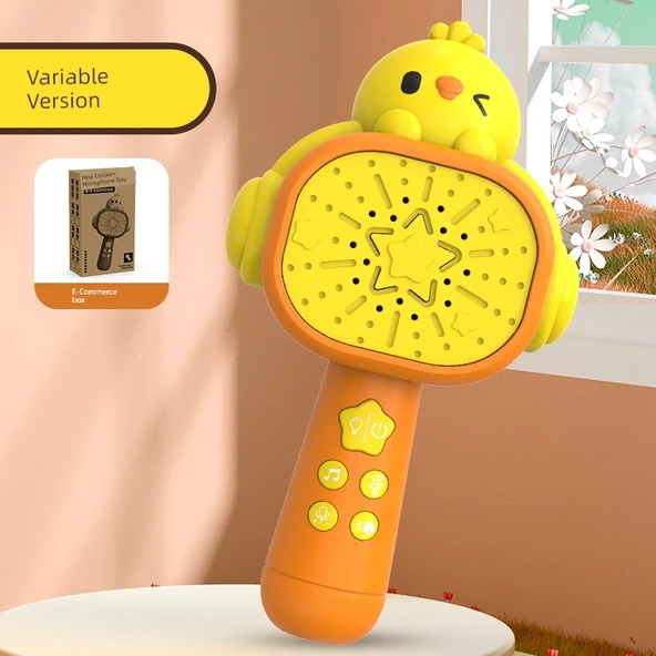 Çocuk Karaoke Mikrofon Oyuncak - Turuncu Temel Versiyon (Değişken Ses)