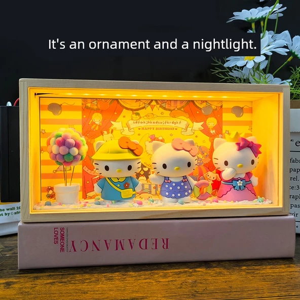 Hello Kitty Değişen Günlük Tasarımlı Lamba - Stil 2 - Fişli - 8