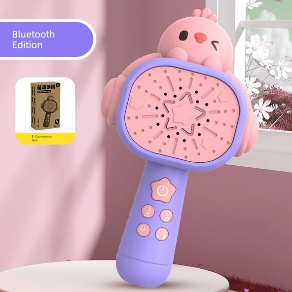 Çocuk Karaoke Mikrofon Oyuncak - Mor Bluetooth Versiyon (Bluetooth Ses, Değişken Ses)