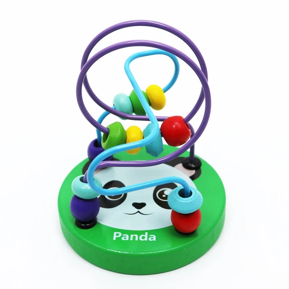 Ahşap Boncuk Dizme Oyuncak - Yeşil Panda