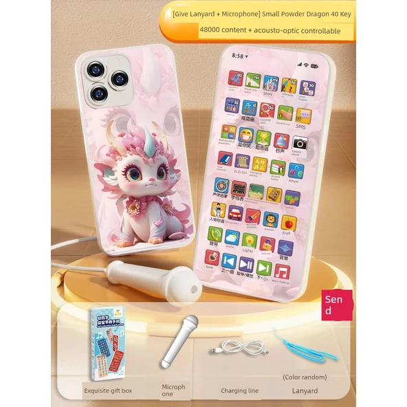 Çocuk Oyuncak Telefon - Ejderha Yılı Özel Pembe - 40 Tuş