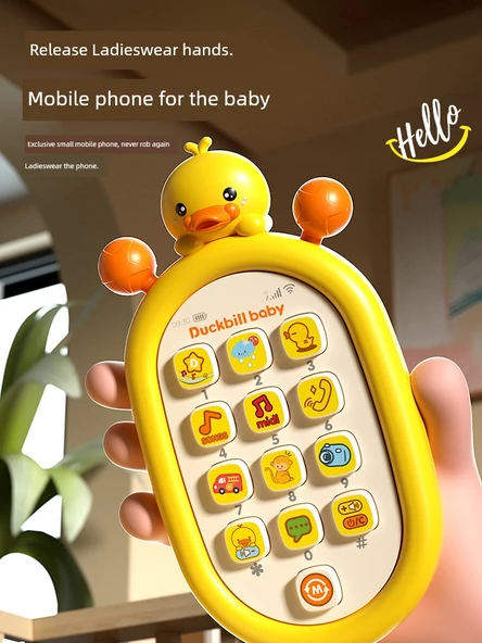 Çocuk Oyuncak Telefon - Sarı Ördek (Pilli) Kayıp Önleyici İp - 6