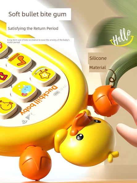 Çocuk Oyuncak Telefon - Küçük Beyaz Tavşan (Pilli) Kayıp Önleyici İp - 4