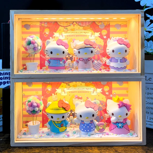 Hello Kitty Değişen Günlük Tasarımlı Lamba - Stil 2 - Fişli - 6