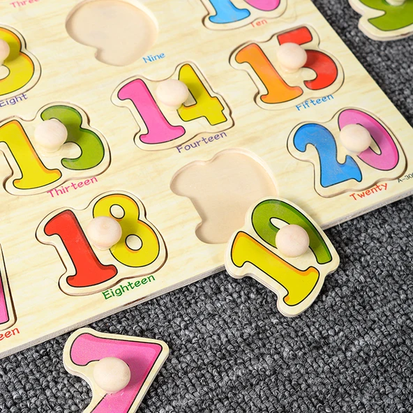 Montessori Ahşap Büyük Harfler El Kavramalı Puzzle - 5