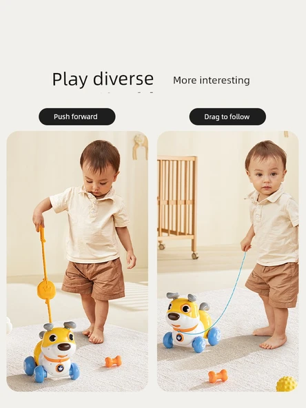 Çocuklar İçin Konuşan Müzikli Köpek Oyuncak - İtmeli/Çekmeli Şarjlı Model - Resim 3