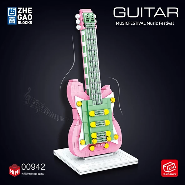 Blok Oyuncak Gitar - Müzik Aleti Yapım Seti - 286 Parça